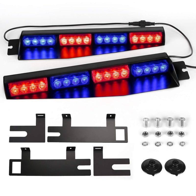 ASPL أضواء فيزر ASPL 32LED 26 نمط وميض تحذير طارئ على الزجاج الأمامي مع قاعدة قابلة للتعديل (أحمر/أزرق/أحمر/أزرق) - Image 1
